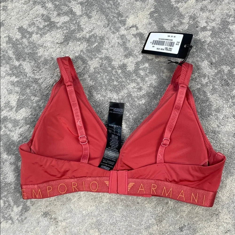 NWT Emporio Armani Underwear Padded Triangle Bralette Bra Rust Red Sz M